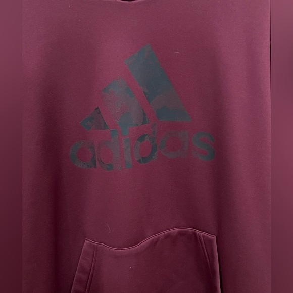 Men’s Maroon Adidas Hoodie w/ Black Logo Size XL - Picture 2 of 4
